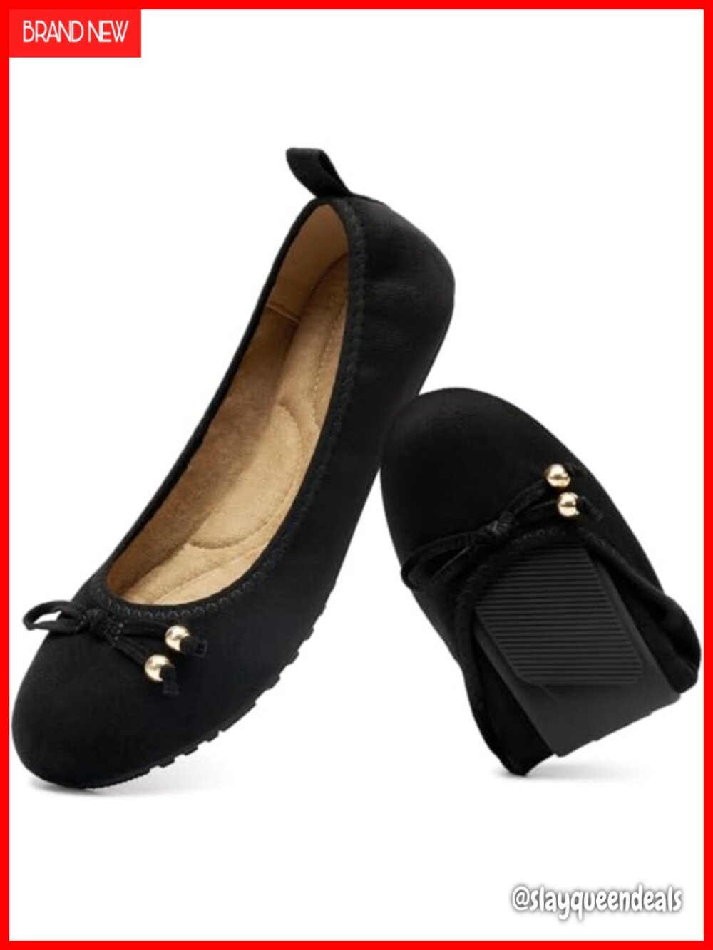 Faux Leather Ballet Flats Slip-On Memory Foam Round Toe Womens Work Shoes